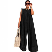 Combinaison ample sans manches en polyester, style européen et américain, couleur unie, coupe décontractée, best-seller du printemps