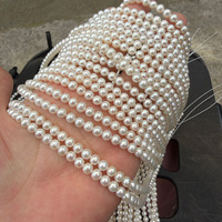 Perles semi-finies en perles d'eau douce naturelles presque rondes de 4,8-5 mm, légères imperfections pour le bricolage, 39 cm de long avec environ 78 perles