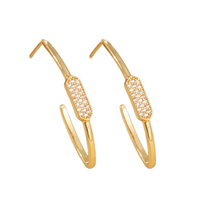Pendientes de Moda con Incrustaciones Geométricas Doradas Micro Insert EDB 091 - Product Image 4