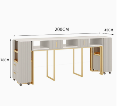 โต๊ะทำเล็บ 200*45*78 ไม่มีเครื่องดูดฝุ่น