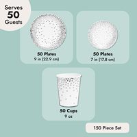 Assiettes à dessert en papier jetables modernes de 150 pièces 50 portions en argent Fournitures de fête pour mariages anniversaires Autres