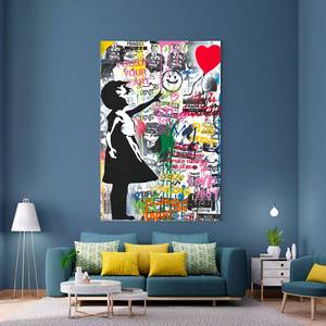 Dipinto a Olio su Tela Ragazza con Palloncini, Graffiti Moderni, Pop Art Street, Stile <span class=keywords><strong>Banksy</strong></span> - Product Image 3
