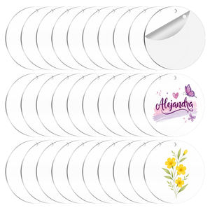 Ornamen Akrilik Bulat Kosong Berlubang Diameter 2 Inci/2,5 Inci Perlengkapan Kerajinan DIY - Product Image 1