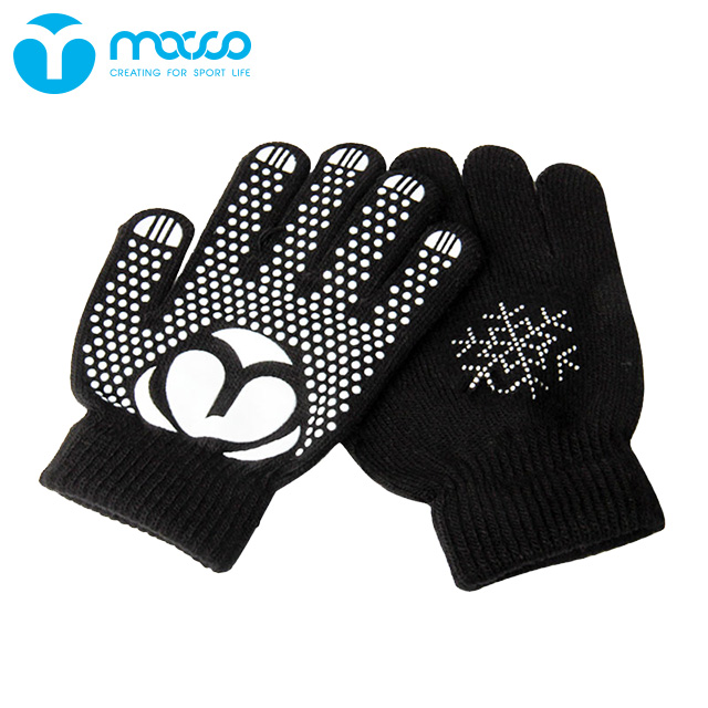Утолщенные Нескользящие перчатки macco со стразами для глажки фигурок и катания на коньках, для детей и взрослых, черные