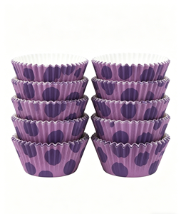 Papel para Hornear de Grado Alimenticio, Doble Impermeable, con Puntos Morados, para Cupcakes, con Borde Ondulado, Resistente al Calor, Venta al Por Mayor de Fábrica - Product Image 1