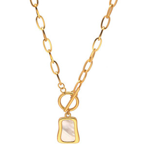 OT Collier à pendentif carré en coquillage naturel pour <span class=keywords><strong>femme</strong></span> Chaîne cubaine en <span class=keywords><strong>or</strong></span> pour <span class=keywords><strong>femme</strong></span> Collier à pendentif en coquillage <span class=keywords><strong>blanc</strong></span> Bijoux de mode - Product Image 6