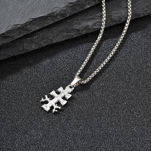 Collar con Cruz de Caravaca de Acero Inoxidable 316L para <span class=keywords><strong>Hombre</strong></span> y Mujer, Colgante Religioso de Jesús Crucificado, Joyería Católica de Protección con <span class=keywords><strong>Cadena</strong></span> - Product Image 3