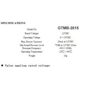 Mini interruttore automatico GTMB-2615 con cicalino 1.5V/3V/6V/12V/24V, elemento sonoro piezoelettrico a ultrasuoni, allarmi, piccoli cicalini e sirene - Product Image 6