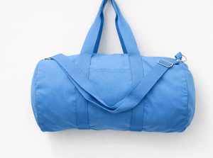 Sac de sport en coton bleu, sac de voyage rond, fermeture à glissière, grande capacité - Product Image 1