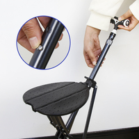NK27- # I1 #   Canne pour personnes âgées avec lumière et siège, réglable automatiquement en hauteur, support triangulaire amélioré, ouverture rapide par bascule