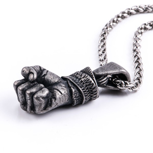 Joyería de comercio exterior transfronterizo al por mayor Europa y los Estados Unidos popular puño de acero inoxidable colgante de boxeo hop Street - Product Image 4