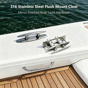 Étrier encastré en acier inoxydable 316 de qualité marine, poli miroir, pour bateaux et yachts - Product Image 1