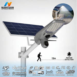 Lampadaires solaires intégrés avec caméra <span class=keywords><strong>CCTV</strong></span>, batterie 40Ah, 3 objectifs, 4MP, couleur intégrale, PTZ, étanches, pour extérieur - Product Image 1