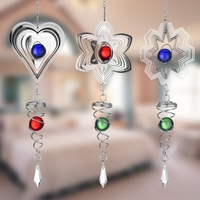 Nouveau style chinois Art cristal acier inoxydable miroir rotatif métal vent carillon maison cadeau
