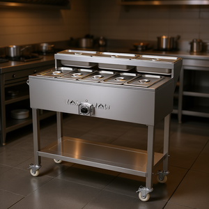 Calentador de Alimentos Comercial a Vapor de Propano, 5 Recipientes, 3 Recipientes para Condimentos, Equipo de Calentamiento y Mantenimiento de Alimentos para Uso en Restaurantes - Product Image 2