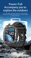 Reloj Inteligente HT38 para Hombre con Pantalla Grande de 2.01 Pulgadas, Resistente al Agua IP68, Múltiples Modos Deportivos, Reloj Inteligente para Exteriores con Linterna