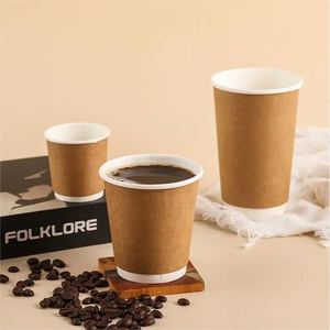 แก้วกาแฟชาแบบใช้แล้วทิ้งสองชั้นปรับแต่งได้ วัสดุรีไซเคิลเกรดอาหาร พิมพ์ลายตามสั่ง เป็นมิตรกับสิ่งแวดล้อม บรรจุภัณฑ์แบบนำกลับบ้าน - Product Image 4