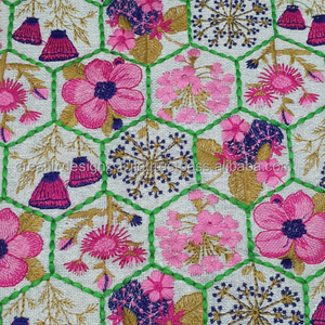 Latest New 2023 Juth Multi Color Floral Embroidery Satin Fabric (Weft Knit) for Dresses Home Furnishing Swimwear & Bags - Product Image 1