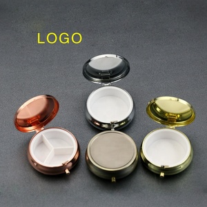 Small Golden Stainless Steel Zinc Alloy Round Metal Pill Box