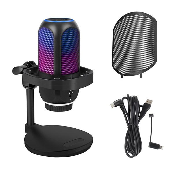 APK001 Plug & Play USB-A Condenser Microphone with Noise Cancelling for Gaming Recording Meetings & Computer Use