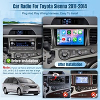 Radio Mobil untuk Toyota Sienna 2011-2014, Head Unit 2 Din, Mendukung CarPlay, Android Auto, GPS, Wifi, Bluetooth, SWC, FM, Pasokan Pabrik