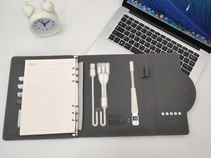 Carnet de notes Power Bank avec horloge et lampe intégrées pour bureau, coffret cadeau, classeur 6 anneaux A5, chargement sans fil - Product Image 6