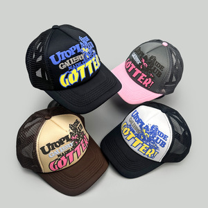 Gorra Trucker <span class=keywords><strong>Utopia</strong></span> Ride Club para Hombre y Mujer, Color Crema Marrón, Malla, Cierre a Presión, Estilo Urbano, Diseño Moto, Logotipo Personalizado, Gorras de Estilo Nuevo - Product Image 2