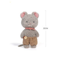 Peluche de souris grise mignonne personnalisée, 25 cm, douce, agréable au toucher, peluche en tissu moelleux, certifiée EN71 CE, peluches kawaii pour cadeau