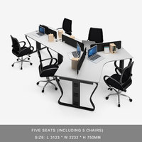 Bureau modulaire moderne personnalisé à 120 degrés Poste de travail en V avec tables et chaises de bureau extensibles et durables