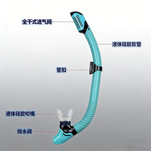 Dry Snorkel Full Dry Silicone Breath Tube For Freediving Swimming Diving With Anti-Splash Design Blue Black Yellow Green Pink - Product Image 2