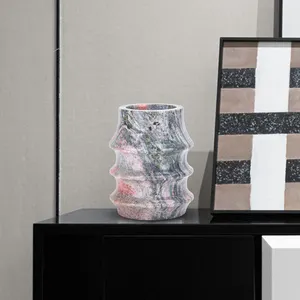 2024 Venta caliente florero decoración creativa piedra de mármol Natural arte jarrón decorativo decoración del hogar jarrón para el hogar y la tienda Floral