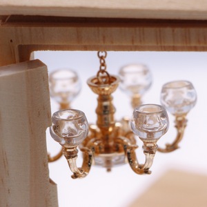 Chất lượng tốt nhất của búp bê nhà phòng khách mini mô phỏng hợp kim Đèn chùm Retro ánh sáng đồ đạc và đồ nội thất trang trí mô hình - Product Image 4