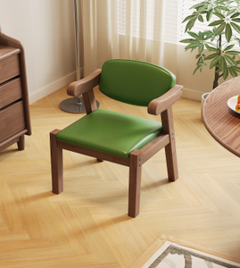 Chaise de salon scandinave moderne, structure en bois, siège en cuir PU, dossier solide, design ergonomique, mobilier de maison - Product Image 3