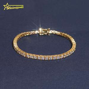 Бижутерия из США, 3 мм, браслет из муассанита, Теннисный Браслет круглой огранки, серебряный браслет с бриллиантами в стиле хип-хоп, 925 - Product Image 3