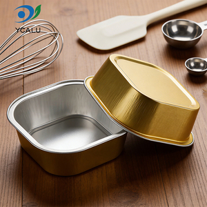 Molde Cuadrado Desechable de 100 ml para Postres, Mini Vasos de Aluminio para Alimentos, Molde para Hornear Muffins, Molde para Mousse, Gelatina, Pudín y Pastel - Product Image 1