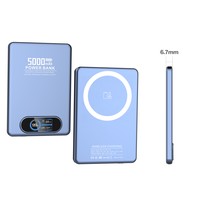 Powerbank Magnetik Ultra Tipis Mini untuk Smartphone, Pengisi Daya Nirkabel Berbahan Aluminium dengan Layar dan Fitur Jam Tangan