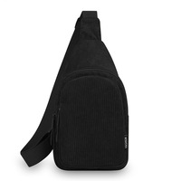 Sac de poitrine tendance coréen pour femme, sac bandoulière décontracté léger et minimaliste en velours côtelé, sac à bandoulière polyvalent pour étudiante