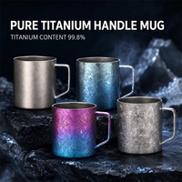 Mug à café en titane pur, 400 ml, léger, avec poignée antibactérienne en cristal de glace, logo personnalisé en gros