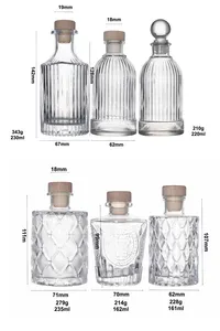 Berlin-botella de licor de café y vino tallada a rayas verticales, botellas de cristal de muestra de zumo grabadas personalizadas, 220ml, 150ml