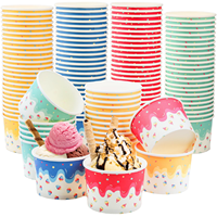 Gobelet en papier pour crème glacée avec couvercle, vente en gros, jetable, simple paroi, en papier kraft, écologique, avec logo personnalisé pour boissons
