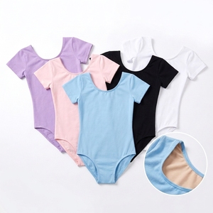 Maillot de Ballet de Manga Corta de Poliéster para Niñas, Leotardo Elástico para Danza, Directo de Fábrica, OEM ODM, con Forro Interior, Ropa de Danza para Entrenamiento - Product Image 1