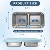 Boîtes à goûter réutilisables en acier inoxydable avec couvercles en silicone, boîte à lunch en métal empilable à 2 compartiments pour enfants