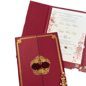 Tarjetas de Invitación Navideñas Ecológicas 3D Pop-up Rojas de Doble Felicidad, con Hojas Interiores y Sobres Personalizados, Gran Venta - Product Image 5