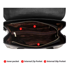 高品质牛皮制成的新款女包，奢华豹纹设计，大容量便携公文包 - Product Image 3