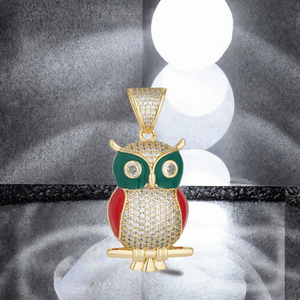 Colgante de Búho Chapado en Oro con Zirconia, Joyería de Latón con Diseño de Animal para Regalo Unisex en Fiestas FLY - Product Image 3