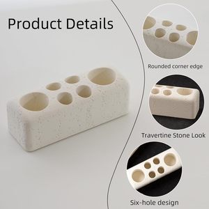 YONGYE Portaspazzolini in Travertino Naturale a 6 Scomparti, Organizzatore <span class=keywords><strong>per</strong></span> Spazzolino Elettrico e Dentifricio, Moderno Antiscivolo Premium <span class=keywords><strong>per</strong></span> <span class=keywords><strong>Bagno</strong></span> - Product Image 3