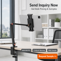 Support de téléphone pliable en alliage d'aluminium, bras long rotatif à 360°, support de téléphone métallique réglable pour bureau, studio, diffusion en direct, OEM