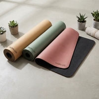 Tapis de yoga en caoutchouc PU antidérapant de 5 mm d'épaisseur, logo personnalisé, tapis de yoga en cuir PU noir pour studio de Pilates