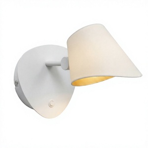 Minimalist White Metal <b>Wall</b> Lamp with Acrylic & Metal Cone Shade Switch Control LED <b>Sconce</b> for Hotel 3000K Warm Light Ra80 - Product Image 1