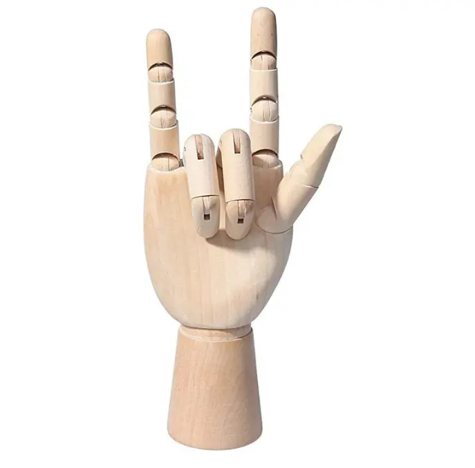 Art mannequin wood art mannequin hand model perfect for drawing sketch (female hand) 10 inch wooden sectioned flexible finger